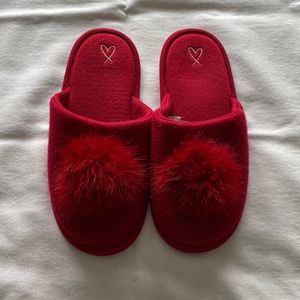 Victoria's Secret Red Pom Slippers